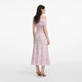 Rhinestone Lace Midi Dress - Pink