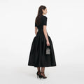Knit Taffeta Midi Dress - Black