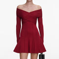 Viscose Knit Mini Dress - Burgundy