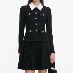 Tailored Knit Mini Dress - Black
