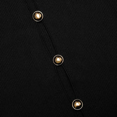 Knit Taffeta Midi Dress - Black