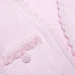 Pearl Trim Knit Mini Dress - Pink