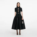 Knit Taffeta Midi Dress - Black