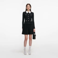 Tailored Knit Mini Dress - Black