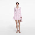 Pearl Trim Knit Mini Dress - Pink