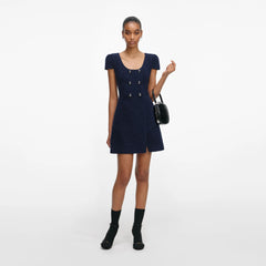 Textured Boucle Mini Dress - Navy