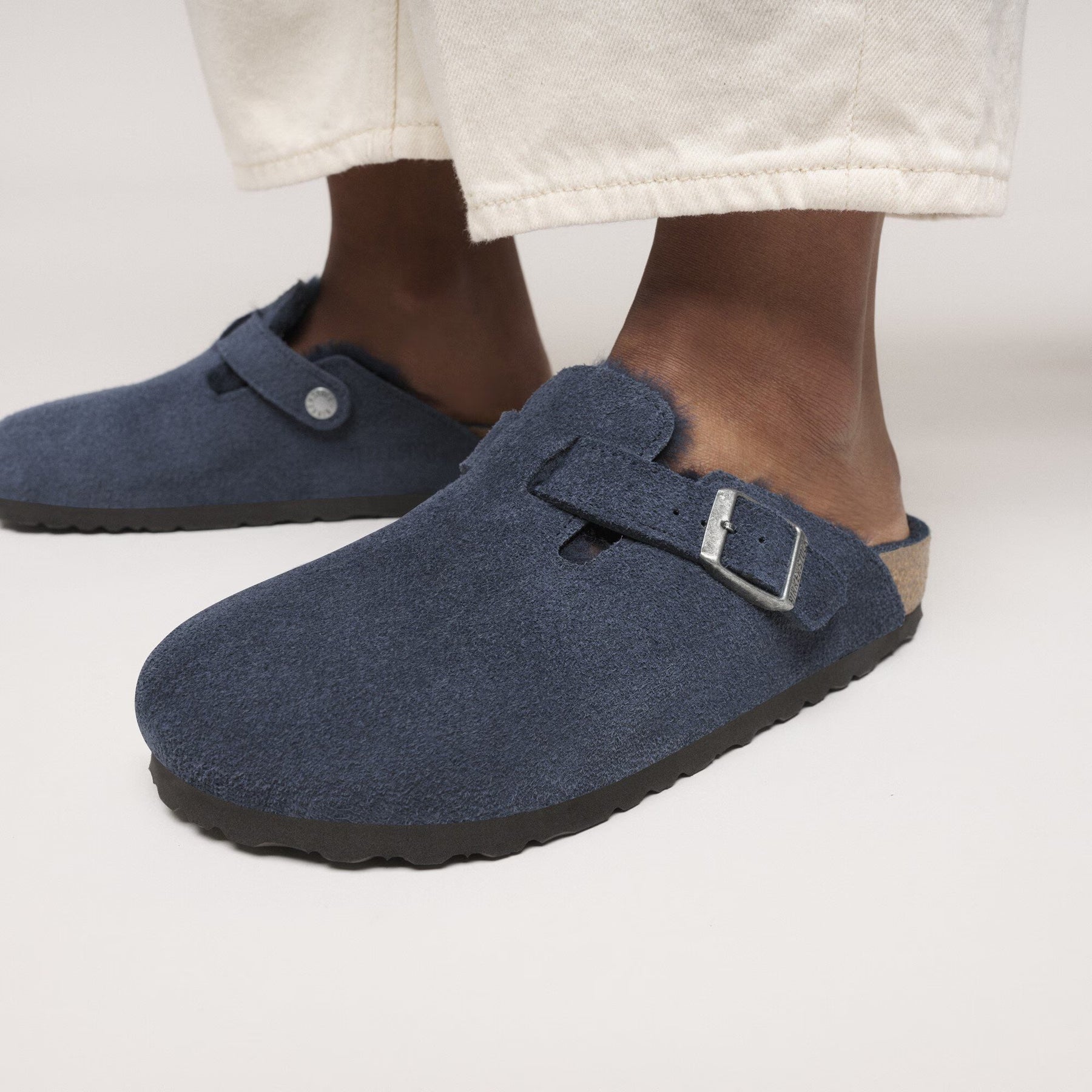 Boston Shearling Suede Leather Narrow - New Navy