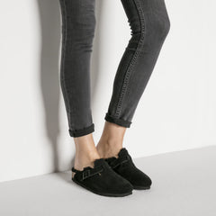 Boston Shearling Suede Leather Narrow - Black