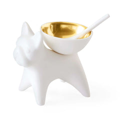 French Bulldog Salt/Pepper Cellar - White/Gold