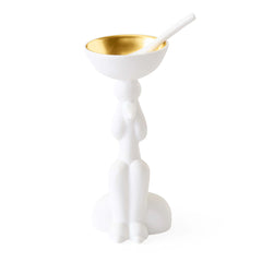 Poodle Salt/Pepper Cellar - White/Gold