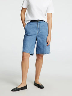 Evelyn Hw Bermuda Denim Shorts - Medium Blue Denim