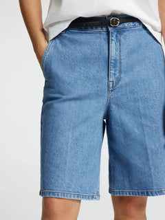 Evelyn Hw Bermuda Denim Shorts - Medium Blue Denim
