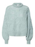 Yasbrida Ls Wool Blend Knit Pullover - Silver Blue Silver Metallic