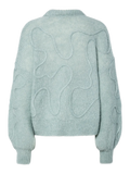 Yasbrida Ls Wool Blend Knit Pullover - Silver Blue Silver Metallic
