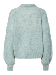 Yasbrida Ls Wool Blend Knit Pullover - Silver Blue Silver Metallic