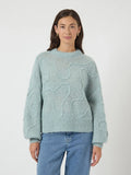 Yasbrida Ls Wool Blend Knit Pullover - Silver Blue Silver Metallic