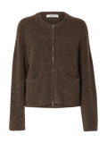 Sia Ras Ls Knit Short Cardigan - Chocolate Chip