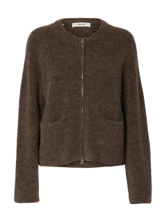 Sia Ras Ls Knit Short Cardigan - Chocolate Chip