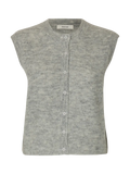 Lulu Sl Button O-Neck Vest - Light Grey Melange