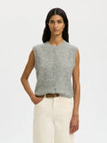 Lulu Sl Button O-Neck Vest - Light Grey Melange