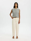 Lulu Sl Button O-Neck Vest - Light Grey Melange