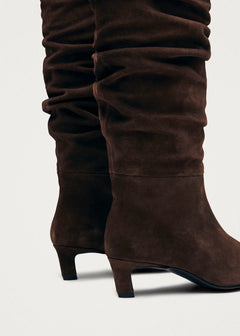 Kalila Suede Leather Boots - Brown
