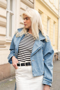 Classic Merino Tank - Cream Navy Stripe