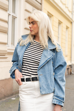 Classic Merino Tank - Cream Navy Stripe