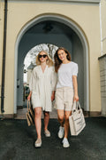 Hillie 3/4 Short Linen Dress B - Snow White