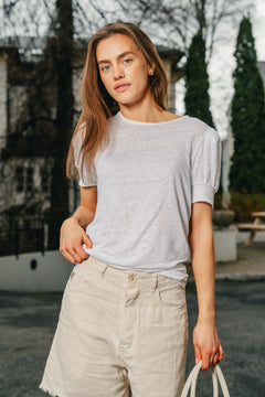 Madeleine Linen Tee - White