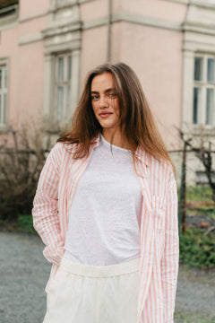 Rel Striped Linen Shirt - Peachy Pink
