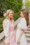 Satin Midi Wrap Dress - Blushing Bride