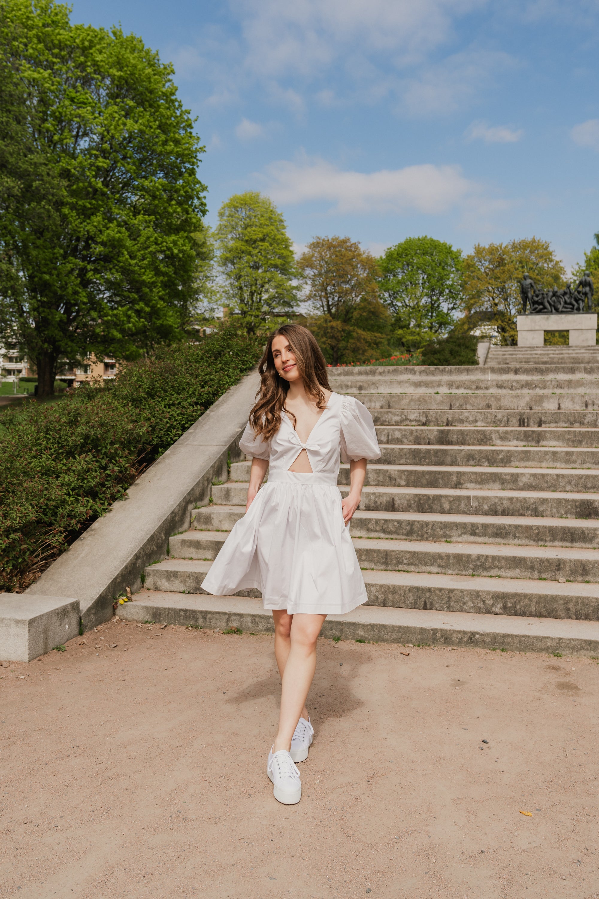 Puff Sleeve Mini Dress - Bright White