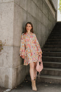 Linen Mini Dress - Vintage Corals