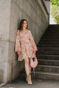 Linen Mini Dress - Vintage Corals