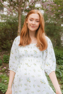 Michelle Dress - Mint Rose Print
