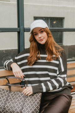TenleyIW Turtleneck Pullover - Brown/White