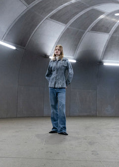 Cotton Tweed Curve Sleeve Jacket - Celestial Blue