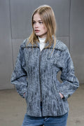 Cotton Tweed Curve Sleeve Jacket - Celestial Blue