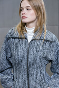 Cotton Tweed Curve Sleeve Jacket - Celestial Blue