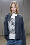 W. Wool Wide Cardigan - Blue
