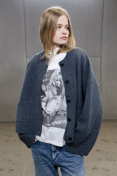 W. Wool Wide Cardigan - Blue