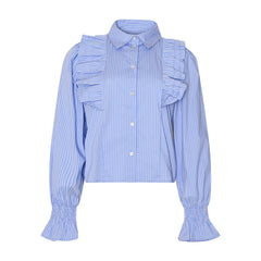 Lucina Blouse - Blue White Stripe