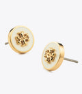Icon Enamel Circle-Stud Earring - Tory Gold / New Ivory