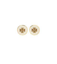 Icon Enamel Circle-Stud Earring - Tory Gold / New Ivory