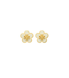 Kira Enamel Flower Stud Earring - Tory Gold / New Ivory