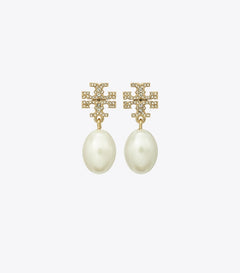 Kira Pave Pearl Drop Earring - Tory Gold / Pearl