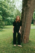 Cotton Poplin Peplum Blouse - Black