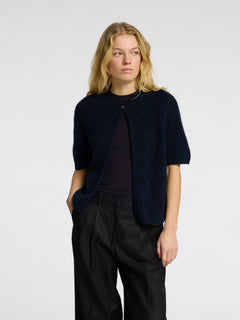 Sia Ras 2/4 Rib Knit Cardigan Noos - Dark Sapphire Melange