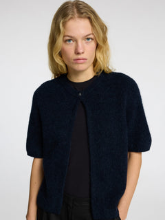 Sia Ras 2/4 Rib Knit Cardigan Noos - Dark Sapphire Melange